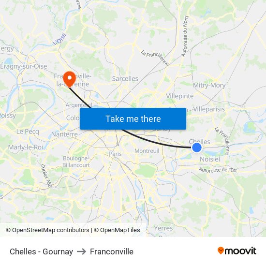 Chelles - Gournay to Franconville map