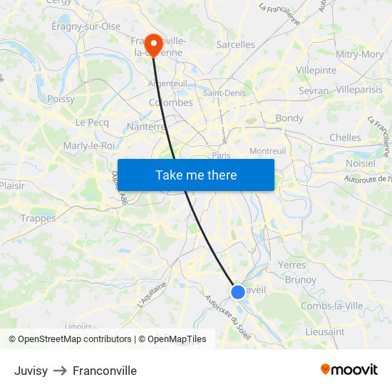 Juvisy to Franconville map