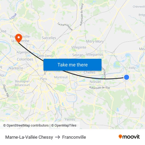 Marne-La-Vallée Chessy to Franconville map