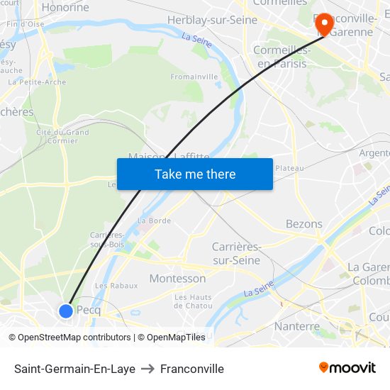 Saint-Germain-En-Laye to Franconville map