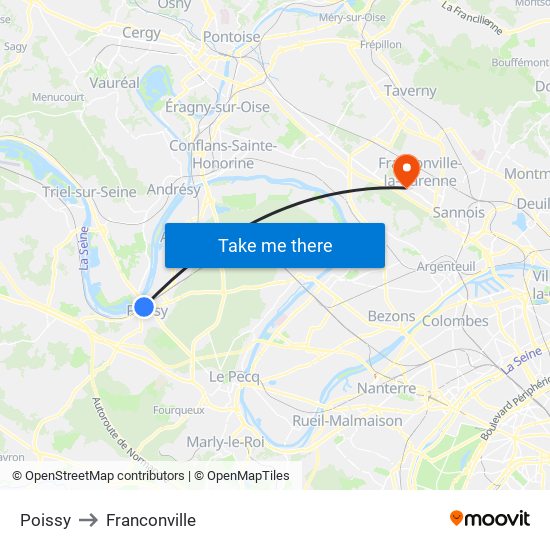 Poissy to Franconville map