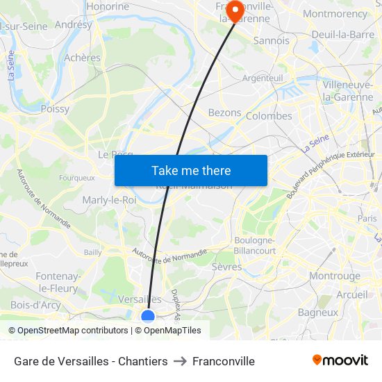 Gare de Versailles - Chantiers to Franconville map