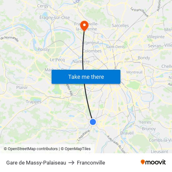Gare de Massy-Palaiseau to Franconville map