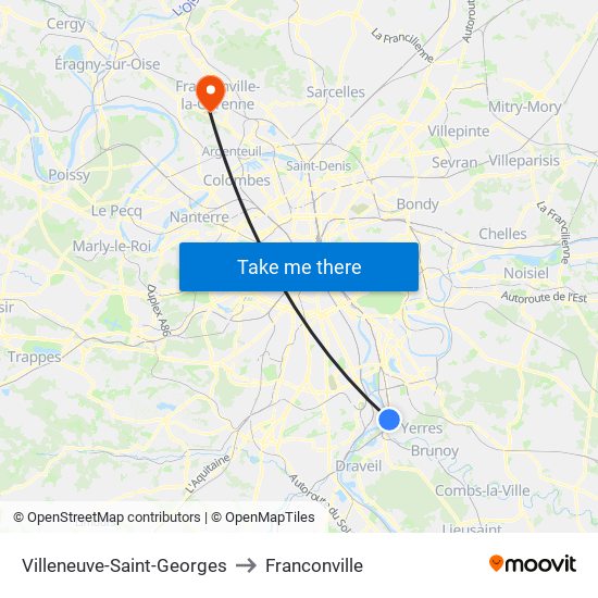 Villeneuve-Saint-Georges to Franconville map