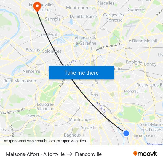 Maisons-Alfort - Alfortville to Franconville map