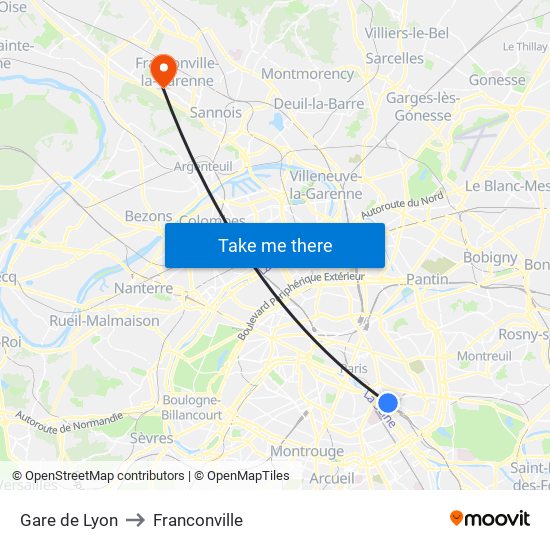 Gare de Lyon to Franconville map