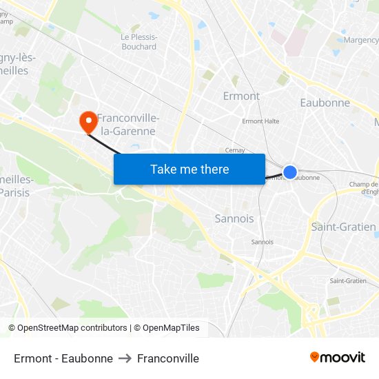 Ermont - Eaubonne to Franconville map