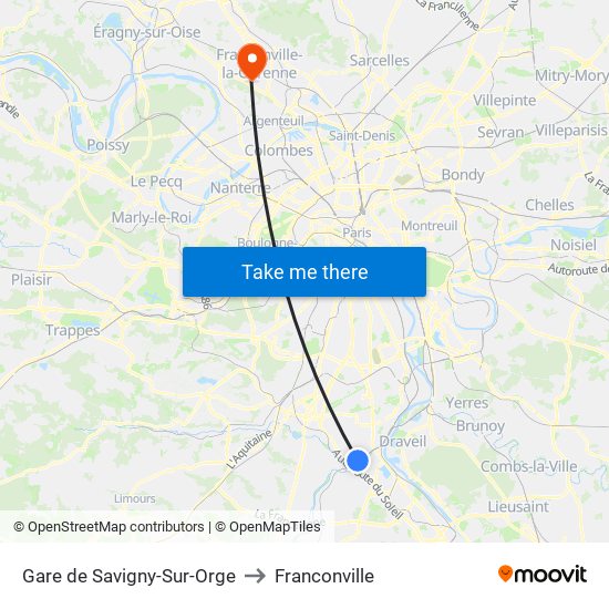 Gare de Savigny-Sur-Orge to Franconville map