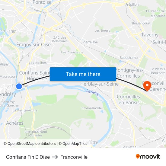 Conflans Fin D'Oise to Franconville map