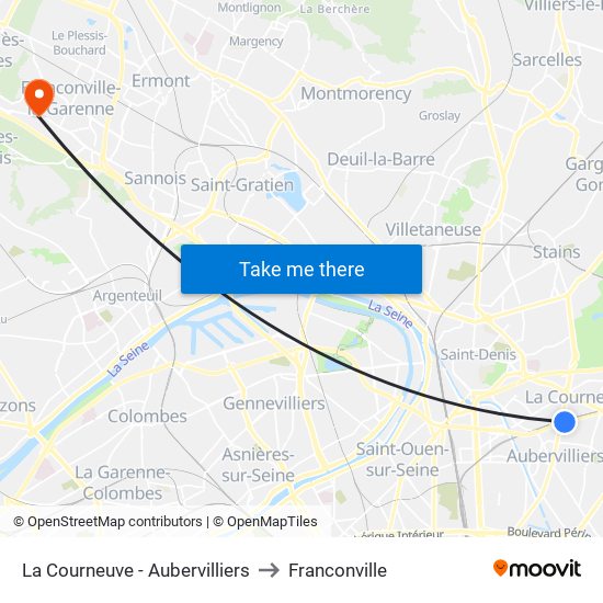 La Courneuve - Aubervilliers to Franconville map