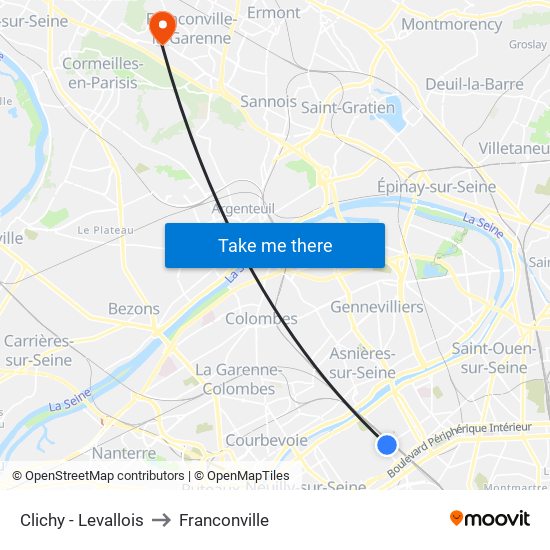 Clichy - Levallois to Franconville map