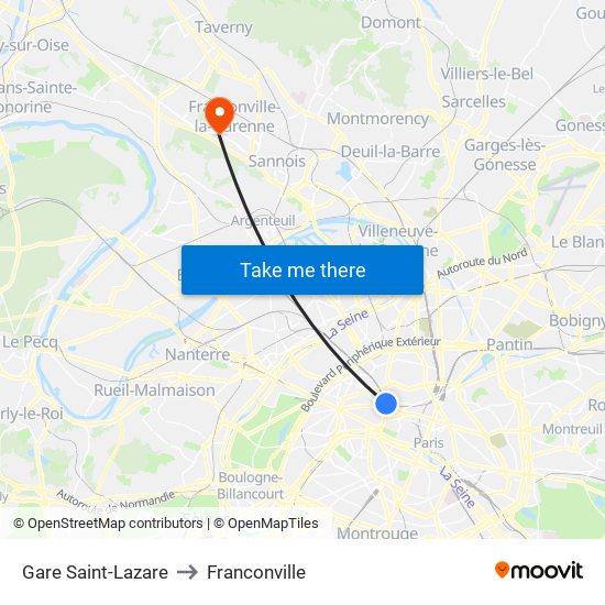 Gare Saint-Lazare to Franconville map