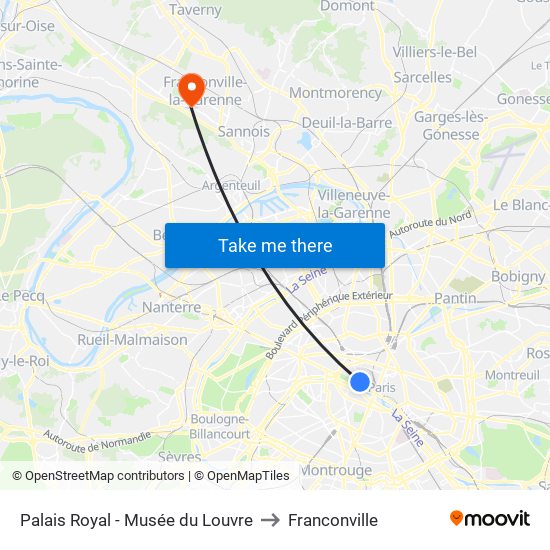 Palais Royal - Musée du Louvre to Franconville map