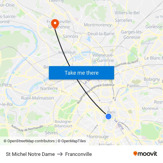 St Michel Notre Dame to Franconville map