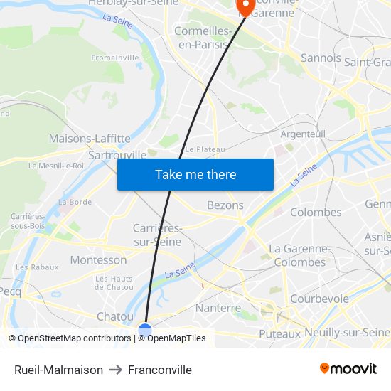 Rueil-Malmaison to Franconville map