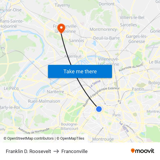 Franklin D. Roosevelt to Franconville map