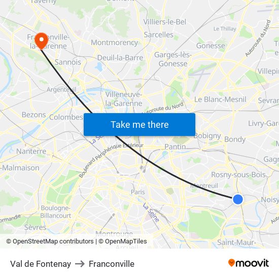 Val de Fontenay to Franconville map