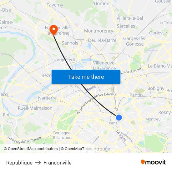 République to Franconville map