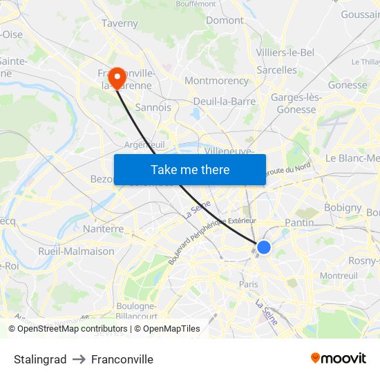 Stalingrad to Franconville map