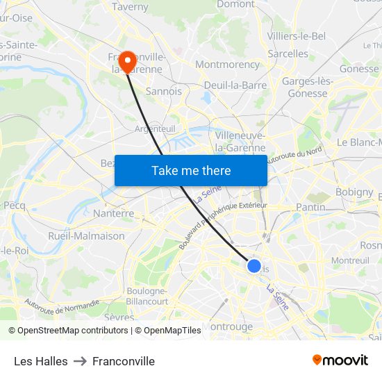 Les Halles to Franconville map