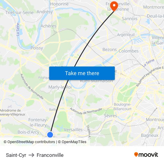 Saint-Cyr to Franconville map