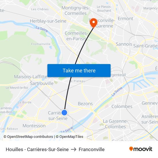 Houilles - Carrières-Sur-Seine to Franconville map