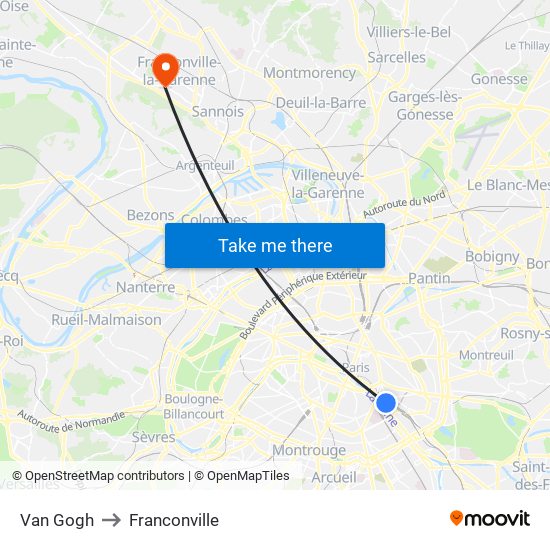 Van Gogh to Franconville map