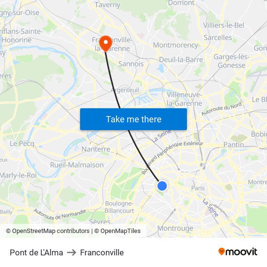 Pont de L'Alma to Franconville map