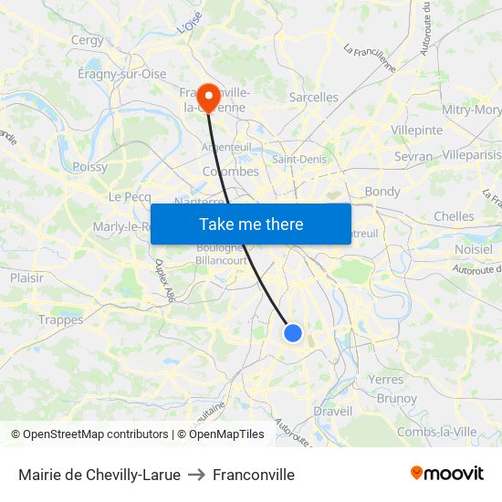 Mairie de Chevilly-Larue to Franconville map