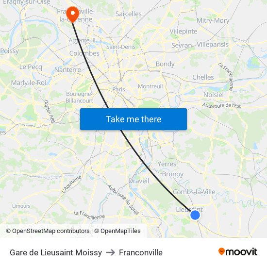 Gare de Lieusaint Moissy to Franconville map