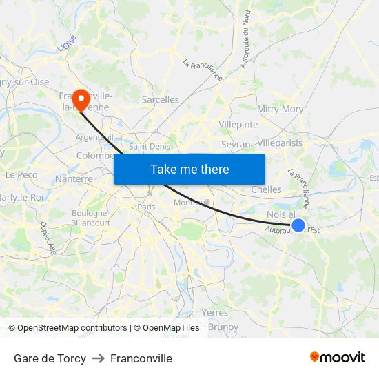 Gare de Torcy to Franconville map