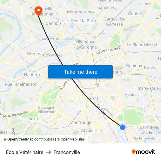École Vétérinaire to Franconville map
