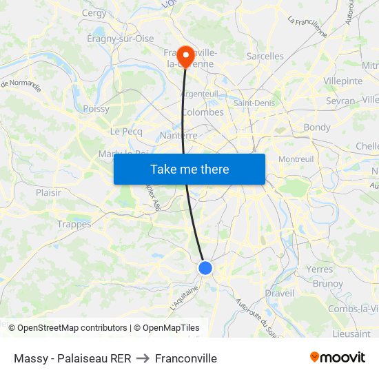 Massy - Palaiseau RER to Franconville map