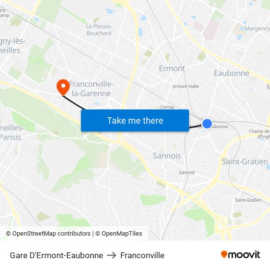 Gare D'Ermont-Eaubonne to Franconville map