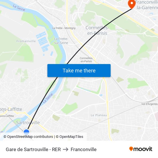 Gare de Sartrouville - RER to Franconville map