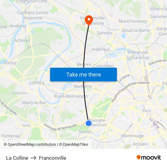 La Colline to Franconville map