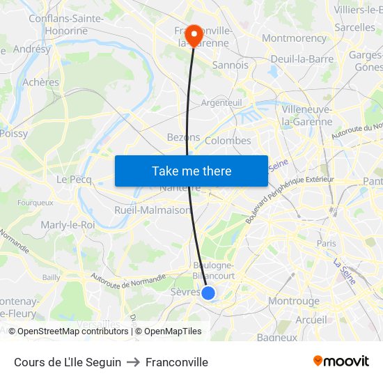 Cours de L'Ile Seguin to Franconville map