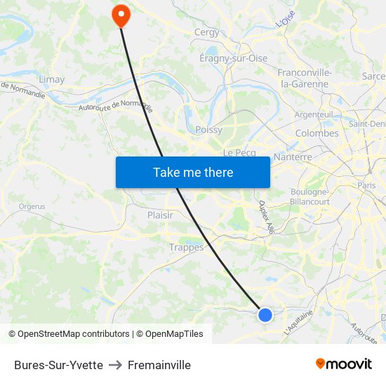 Bures-Sur-Yvette to Fremainville map