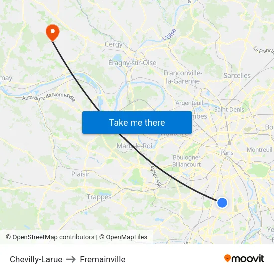 Chevilly-Larue to Fremainville map