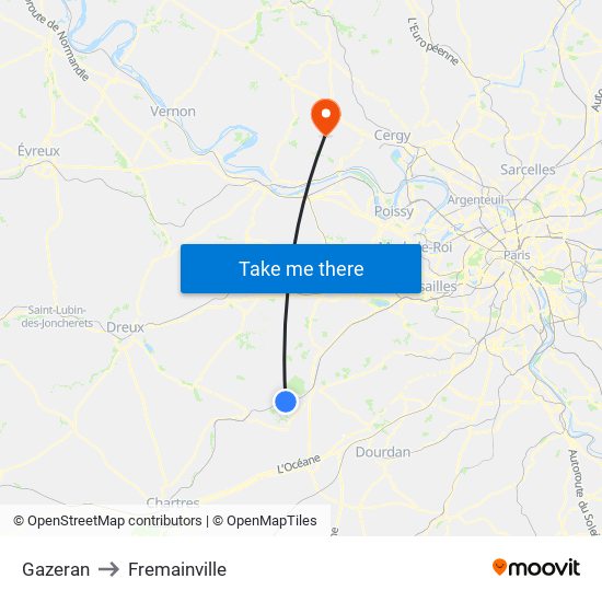 Gazeran to Fremainville map