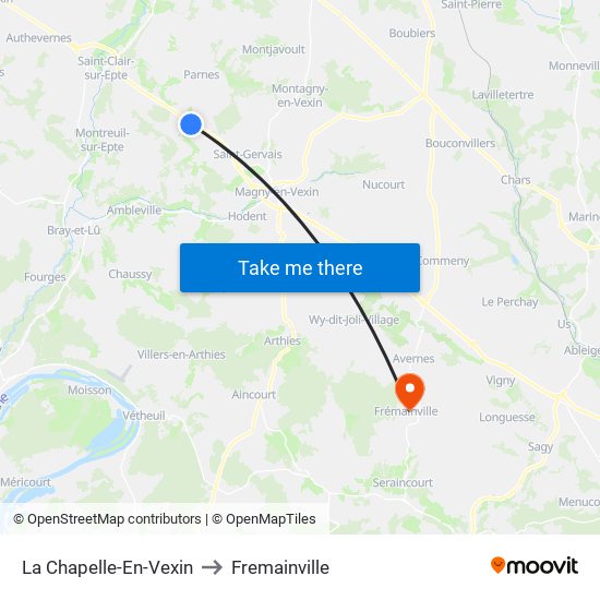 La Chapelle-En-Vexin to Fremainville map