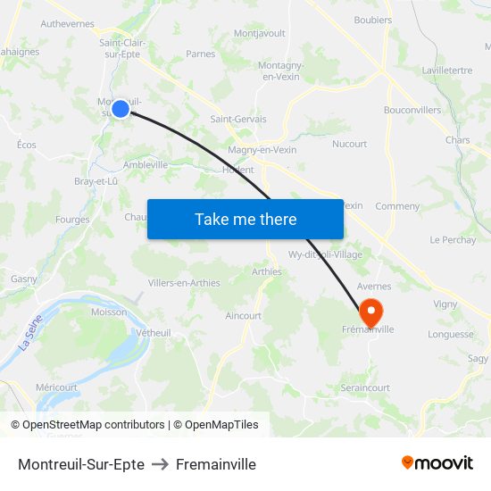 Montreuil-Sur-Epte to Fremainville map