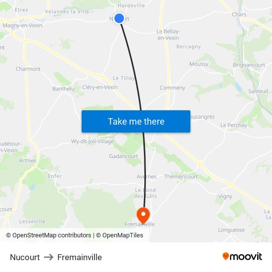 Nucourt to Fremainville map