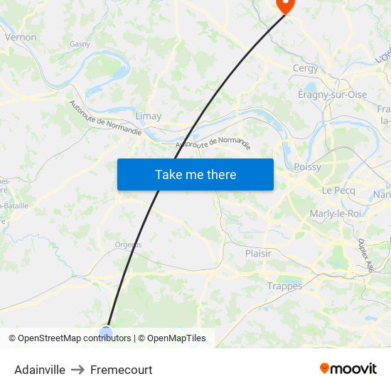 Adainville to Fremecourt map