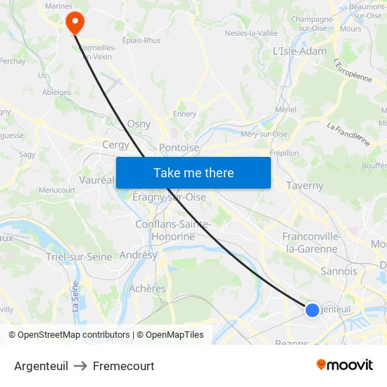 Argenteuil to Fremecourt map