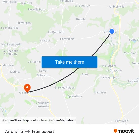 Arronville to Fremecourt map