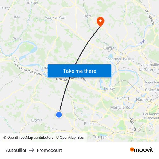 Autouillet to Fremecourt map