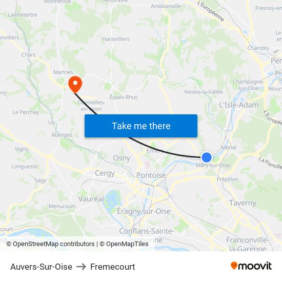 Auvers-Sur-Oise to Fremecourt map