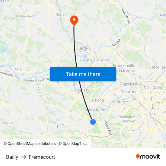 Bailly to Fremecourt map