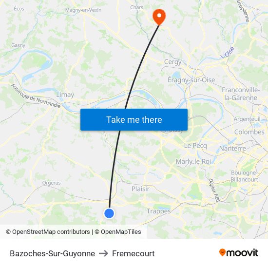 Bazoches-Sur-Guyonne to Fremecourt map